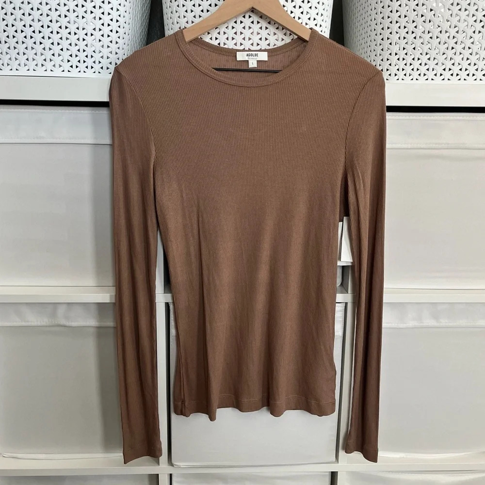 Agolde Shona Fine Ribbed Long Sleeve Top
